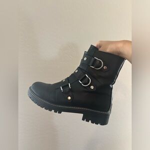 Buckle detail combat boots